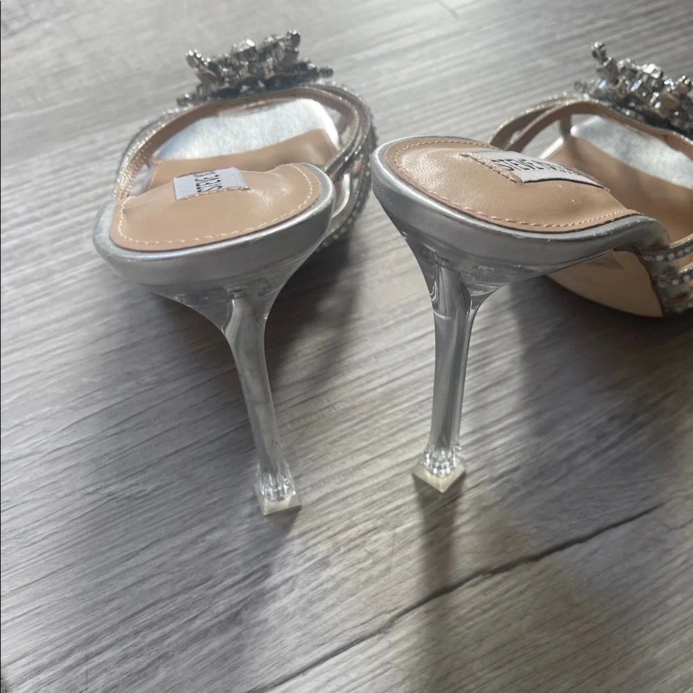 Steve Madden Silver Embellished Strappy Heels